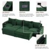 Modern Style 4 Seater Sofa Sectional Sofa Couch With Storage Space, Two Movable Ottomans, Two USB Ports, Two Cup Holders, A Phone Holder For Living Room - Green - Image 16