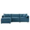 Modular Sectional With Deep And Wide Seat, L Shaped Cloud Couch Set With Double Cushions 4 Seat Sofa With Movable Ottoman Oversized - Blue - Image 3