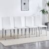 (Set of 4) Backrest Chairs With Silver Metal Legs The Perfect Combination, Suitable For Minimalist And Modern Home Styles - White / Silver - Image 4