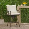 Industrial Outdoor Patio Plumber'S Iron Frame Swivel Barstool With Cushions, Height Adjustable - Black / Copper - Image 2