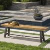 Blossom - Acacia Wood Outdoor Bench With Slat Design - Rustic - Image 9