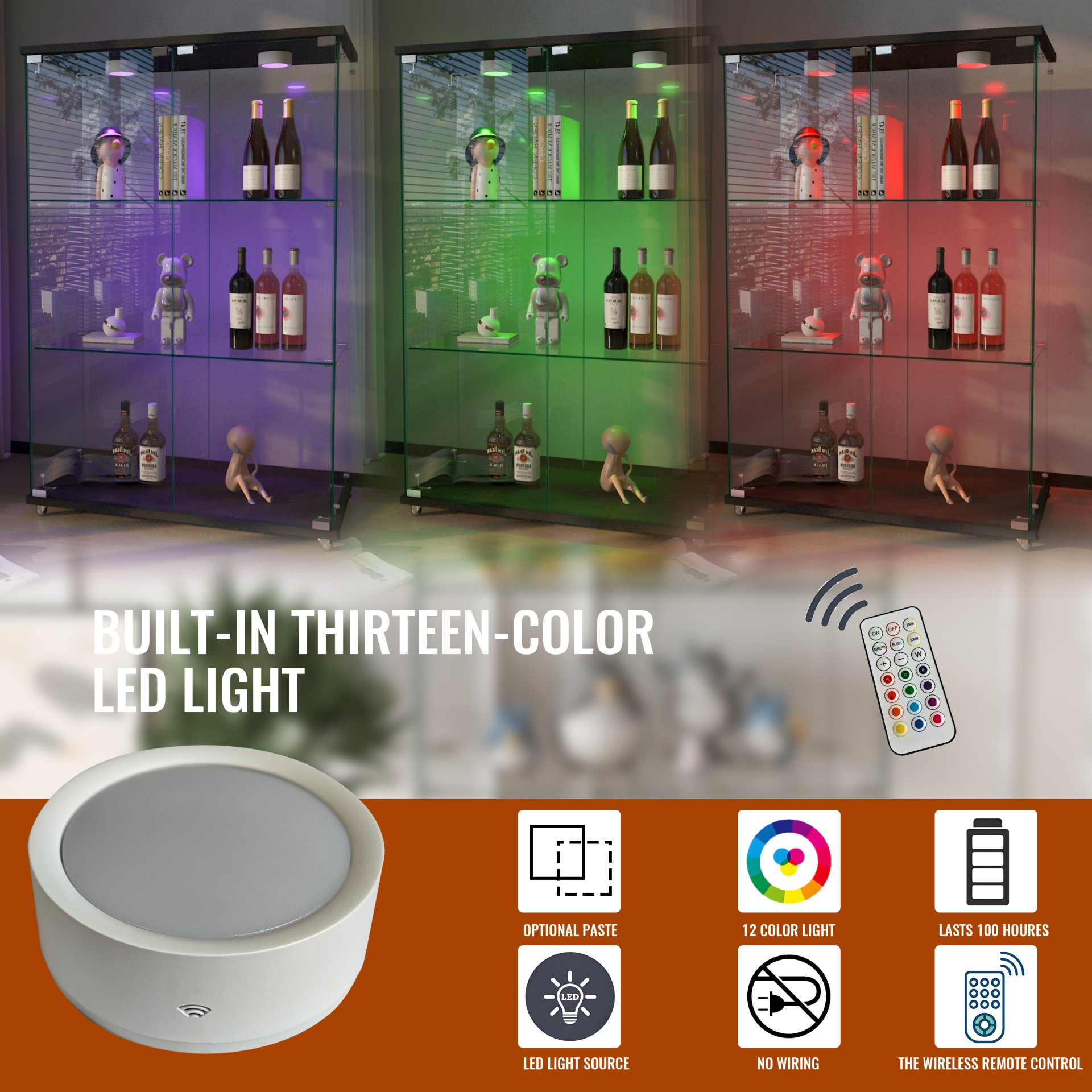 Modern Display Cabinet With LED Lights, Tempered Glass 2 Door Storage Case With 3 Shelves For Living Room Or Bedroom - Transparent - Image 13