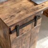 Home Office Desk One Cabinet Three Shelves Faux Barn Door On Metal Euro Hinges Modesty Panel - Distressed Wood - Image 3