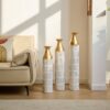 Floor Metal Vases Decorated White Metal Vases (Set of 3) Gorgeous Home Decoration Large Glazed Metal Vases - White - Image 5