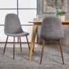 Mid Century Modern Fabric Upholstered Dining Chairs (Set of 2) - Light Gray Dark / Walnut - Image 2