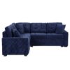 L-Shape Sofa Bed Pull-Out Sleeper Sofa With Wheels, USB Ports, Power Sockets For Living Room - Navy Blue - Image 19