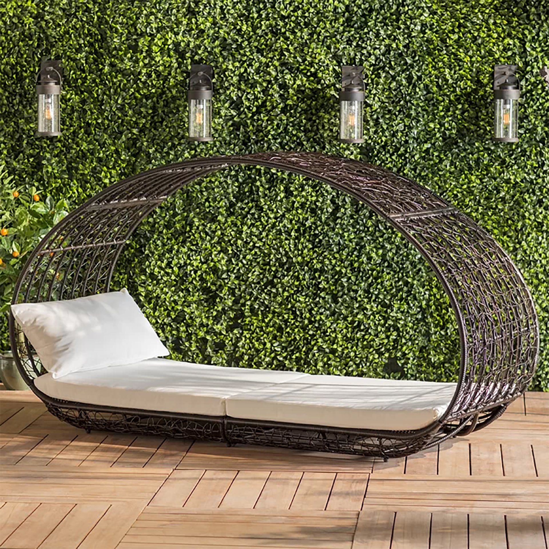 Abigal - Outdoor Wicker Daybed With Cushion - Multi Brown / Beige - Image 8