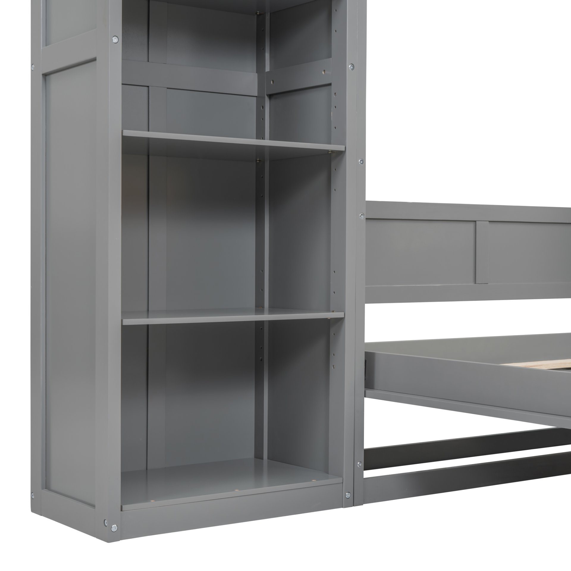 Full Size Murphy Wall Bed With Shelves - Gray - Image 13