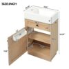 Bathroom Vanity With Reversible Resin Sink, Cabinet & Zinc Alloy Handles - Wood - Image 3