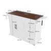 Kitchen Island Cart With Foldable Tabletop & Drop Leaf Mobile Breakfast Bar With Wood Top And Storage - White / Walnut - Image 19