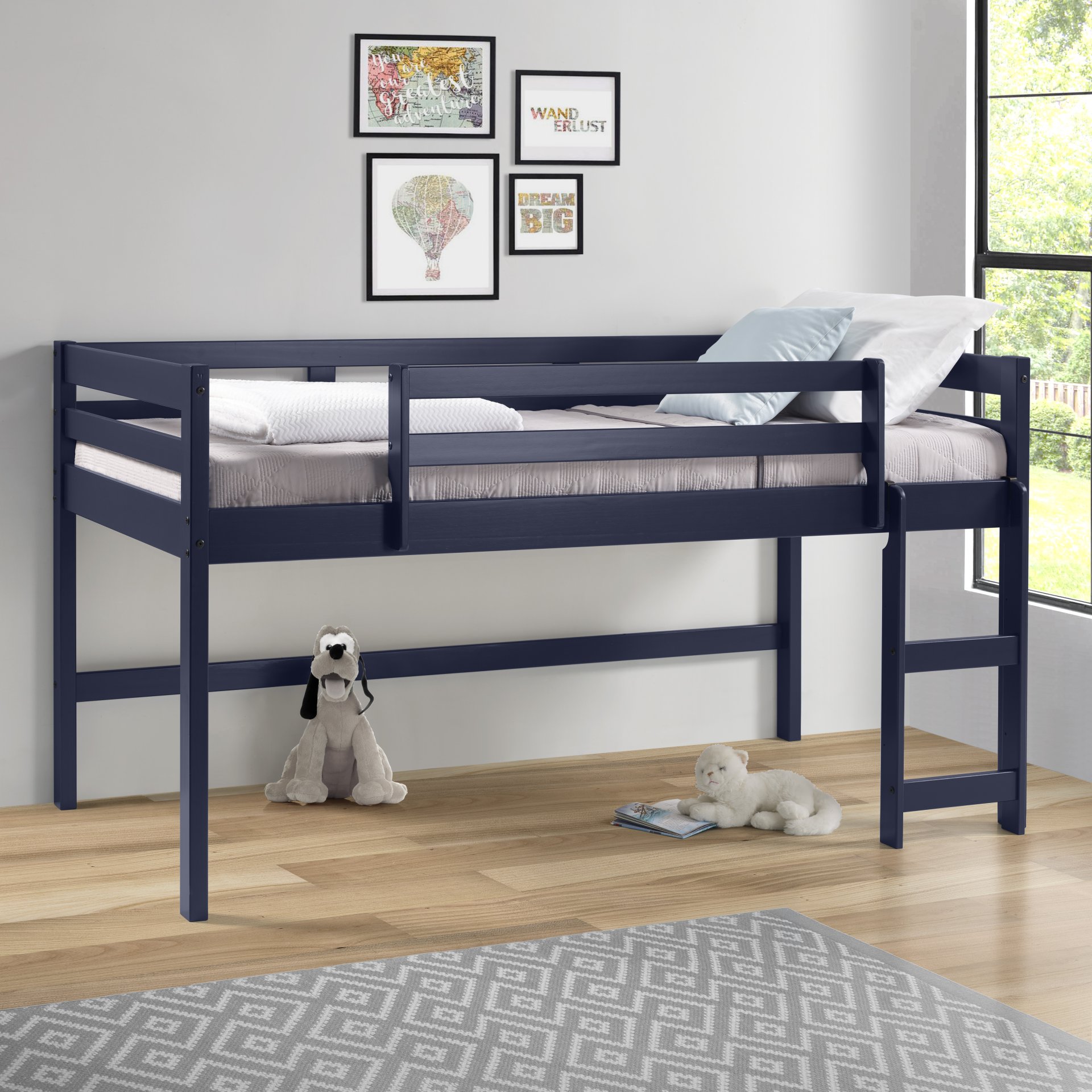 Lara - Twin Loft Bed - Navy Blue - Image 2
