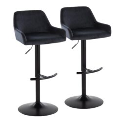 Daniella - Contemporary Adjustable Barstool With Swivel With Rounded T Footrest (Set of 2) - Black