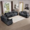 Modern Fabric Living Room Sofa (Set of 2) With 8 Cushion Upholstery - Gray - Image 15