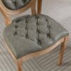 French Style Solid Wood Frame Antique Painting, Hand-Pulled Buckle Decoration Artificial Leather Dining Chair With Nailhead Trim, Wood Legs (Set of 2) - White Pine / Green - Image 10