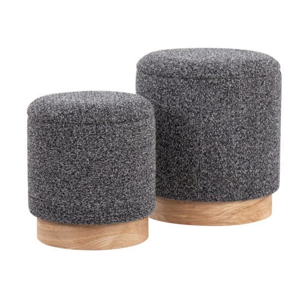 Marla - Contemporary Nesting Ottoman Set - Natural / Black