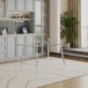 Thick Tempered Glass Top Dining Table & Stainless Steel Legs - Silver - Image 2