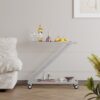 Modern Z Shaped Bar Cart With Tempered Glass Shelves - Silver - Image 5