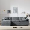 Modular Sectional With Deep And Wide Seat, L Shaped Cloud Couch Set With Double Cushions 4 Seat Sofa With Movable Ottoman Oversized - Dark Gray - Image 5