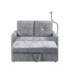 Modern Loveseat Pull Out Sofa Bed With Adjustable Backrest, Two Cup Holders, A Phone Holder, Three Charging Ports And Side Storage Pockets For Living Room - Gray - Image 15