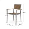 Stylish Modern Faux Wood & Aluminum Outdoor Dining Chairs, (Set of 2) - Natural - Image 3