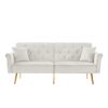 Velvet Tufted Sofa Couch With 2 Pillows And Nailhead Trim - Beige - Image 6