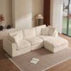 Cloud L Shape Modular Sectional Sofa With Ottoman, 3 Seater Convertible Couch - Beige - Image 4