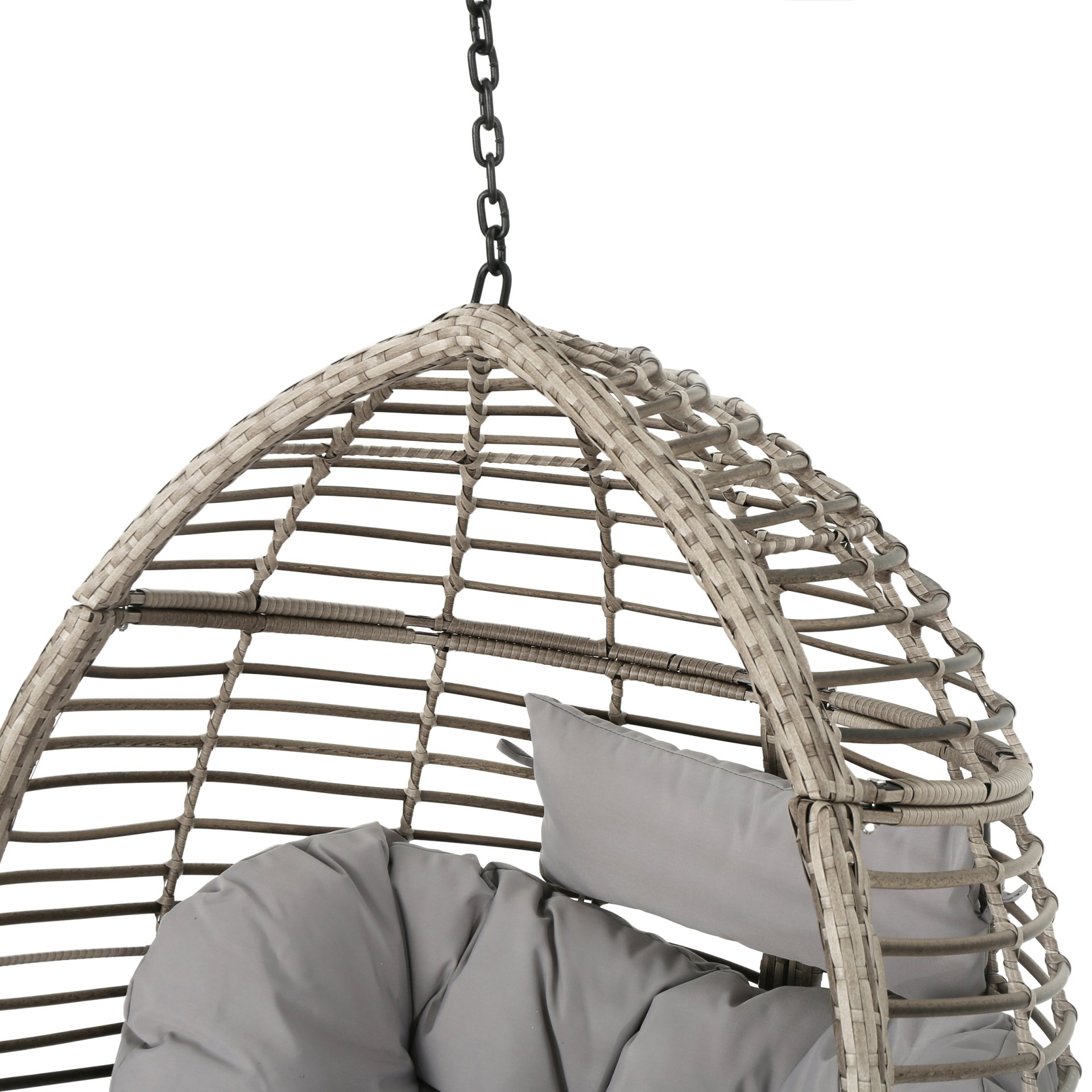 Charming Hanging Basket Chair With Cozy Wicker Weave And Sturdy Metal Frame - Gray - Image 9