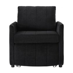 Upholstered Convertible Sleeper Sofa With 5 Position Backrest, Side Pockets, Storage - Black