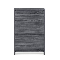 Titeca - Contemporary Wood 5 Drawer Dresser - Dark Gray