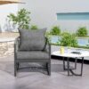 Modern Curved Aluminum Lounge Chair With Stylish Rope - Weave Design And Cushioned Comfort For Outdoor Living - Gray - Image 6