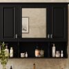 Wall Mounted Bathroom Medicine Cabinet, Modern Bathroom Wall Cabinet With Mirror, Mirror Cabinet With Open Shelves - Black - Image 24