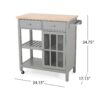 Aidah - Contemporary Kitchen Cart With Wheels - Gray - Image 3