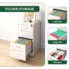 Premium 2 Drawer File Cabinet With Lock, Metal Vertical Design, A4 Legal / Letter Size, Steel, Compact Dimensions - White - Image 6