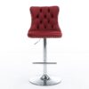 Swivel Velvet Barstools Adjusatble Seat Height From 25-33", Chrome Base Bar Stools With Backs Comfortable Tufted For Home Pub And Kitchen Island, 1712Wr (Set of 2) - Wine Red / Burgundy - Image 4