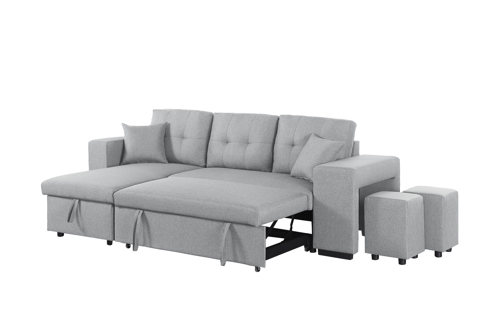 Daniel - Upholstered Reversible Sectional With Pull Out Loveseat - Light Gray - Image 6