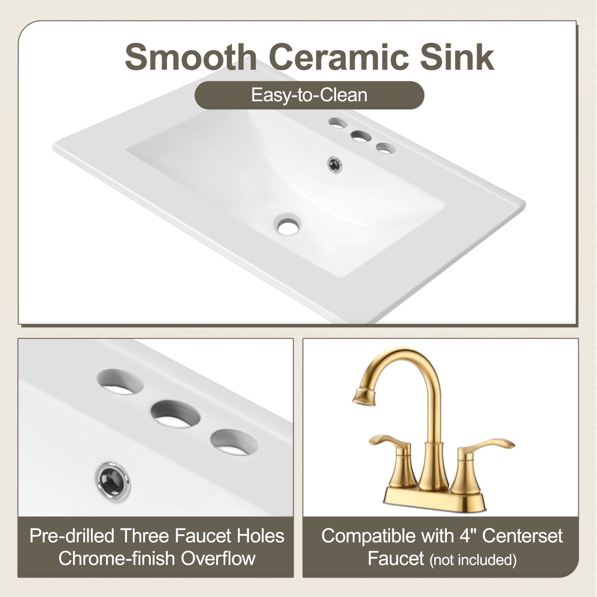 Modern Solid Wood And 24" Bathroom Vanity With Sink, Deep Drawer, Door Shelf, 2 Tier Basket - Black - Image 8