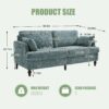 Modern Style Chenille 2 Seater Wood Legged Sofa With LED Light, USB Charging Port And Storage Bag - Lake Blue - Image 3