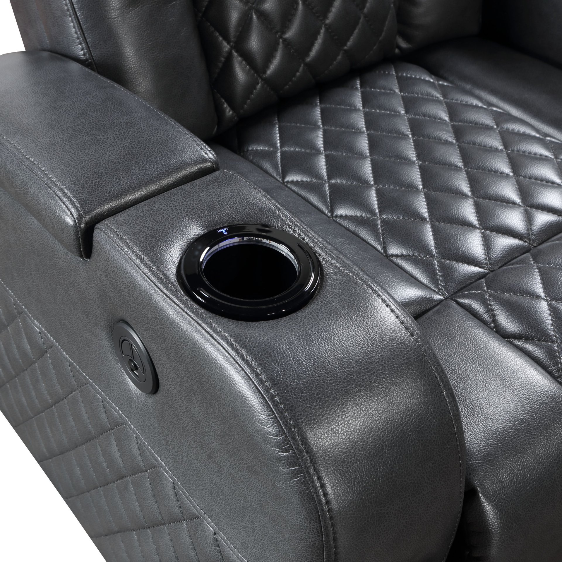 Alair - Leather Aire Power Motion Recliner With Bluetooth, Wireless Charger Cupholder - Dark Gray - Image 6