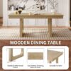 7 Pieces Extendable Dining Table Set, Farmhouse Extendable Table With Move Leaf, Rustic Wooden Kitchen Table And 6 Pieces Upholstered Chairs, Expanding Dining Room Table Set - Natural - Image 7