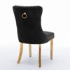 Nikki - Modern, High-End Tufted Solid Wood Contemporary Velvet Upholstered Dining Chair With Golden Stainless Steel Plating Legs, Nailhead Trim (Set of 2) - Black - Image 5