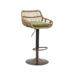 Modern Swivel Bar Stools (Set of 2) With Adjustable Height And Footrest Linen - Green