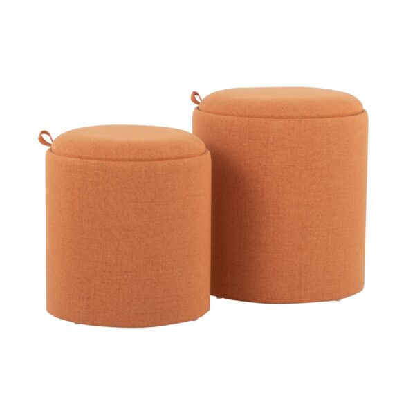 Tray - Contemporary Nesting Ottoman Set - Orange / Natural