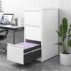 Steel Vertical File Cabinet With Lock 3 Drawer Metal Storage For A4 / Legal / Letter - White - Image 2