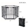 Adjustable Safety Gate 6 Panels Play Yard Metal Doorways Fireplace Fence Christmas Tree Fence Gate For House Stairs Gate Prohibited Area Fence - Black - Image 2