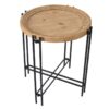 Round Side Table With Wood Top, End Table For Living Room Bedroom - Black Brown - Image 3