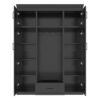 Hall Tree With Bench And 3 Hooks, Modern Entryway Storage Organizer Cabinet With 4 Doors, 1 Drawer And Adjustable Shelves For Hallway, Entryway, Living Room - Black - Image 11