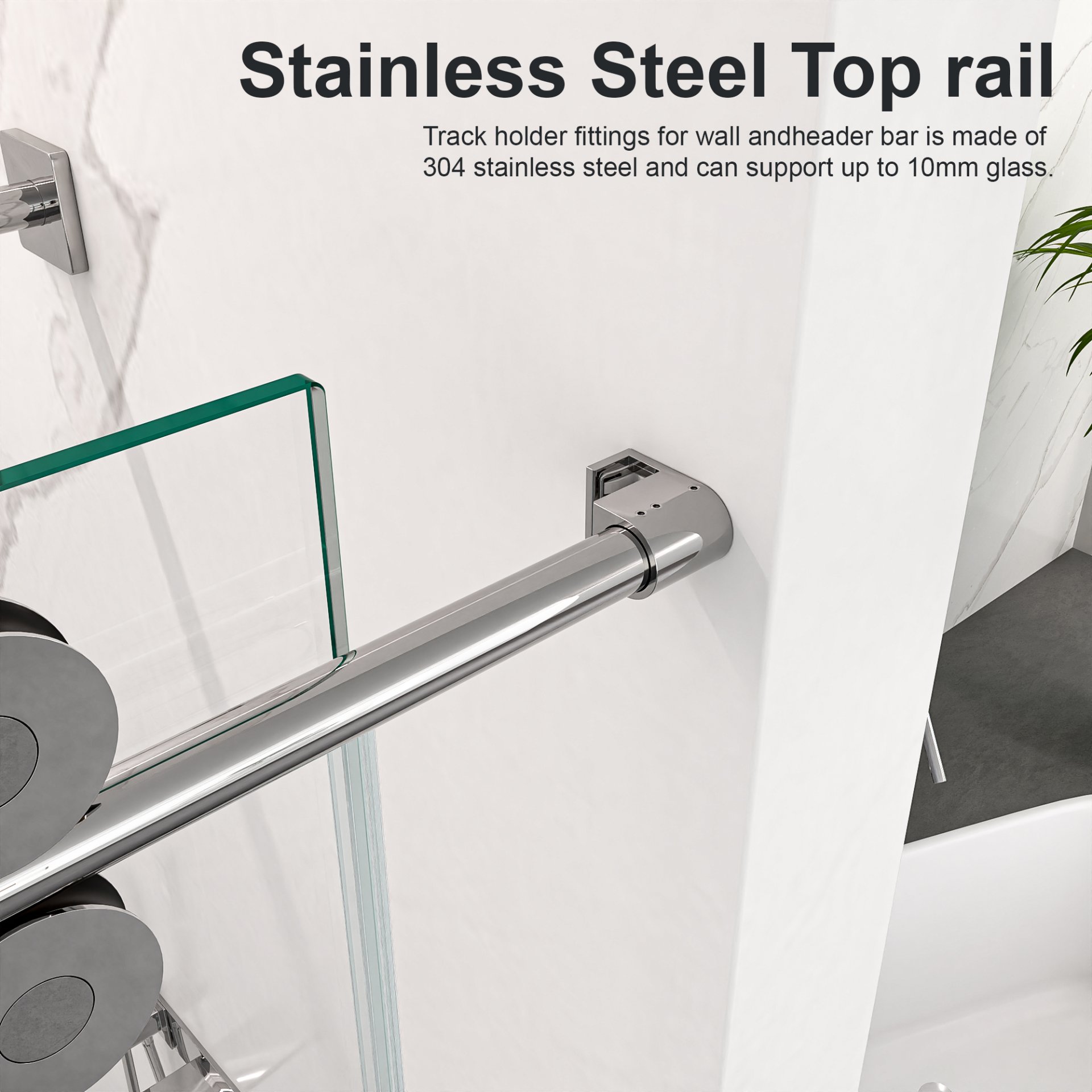 Frameless Single Sliding Shower Door & 8Mm Clear Tempered Glass - Chrome - Image 5