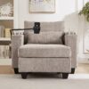 Convertible Chaise Lounge Sofa Chair With USB Ports, Cup Holders, Phone Holder, Storage - Brown - Image 14