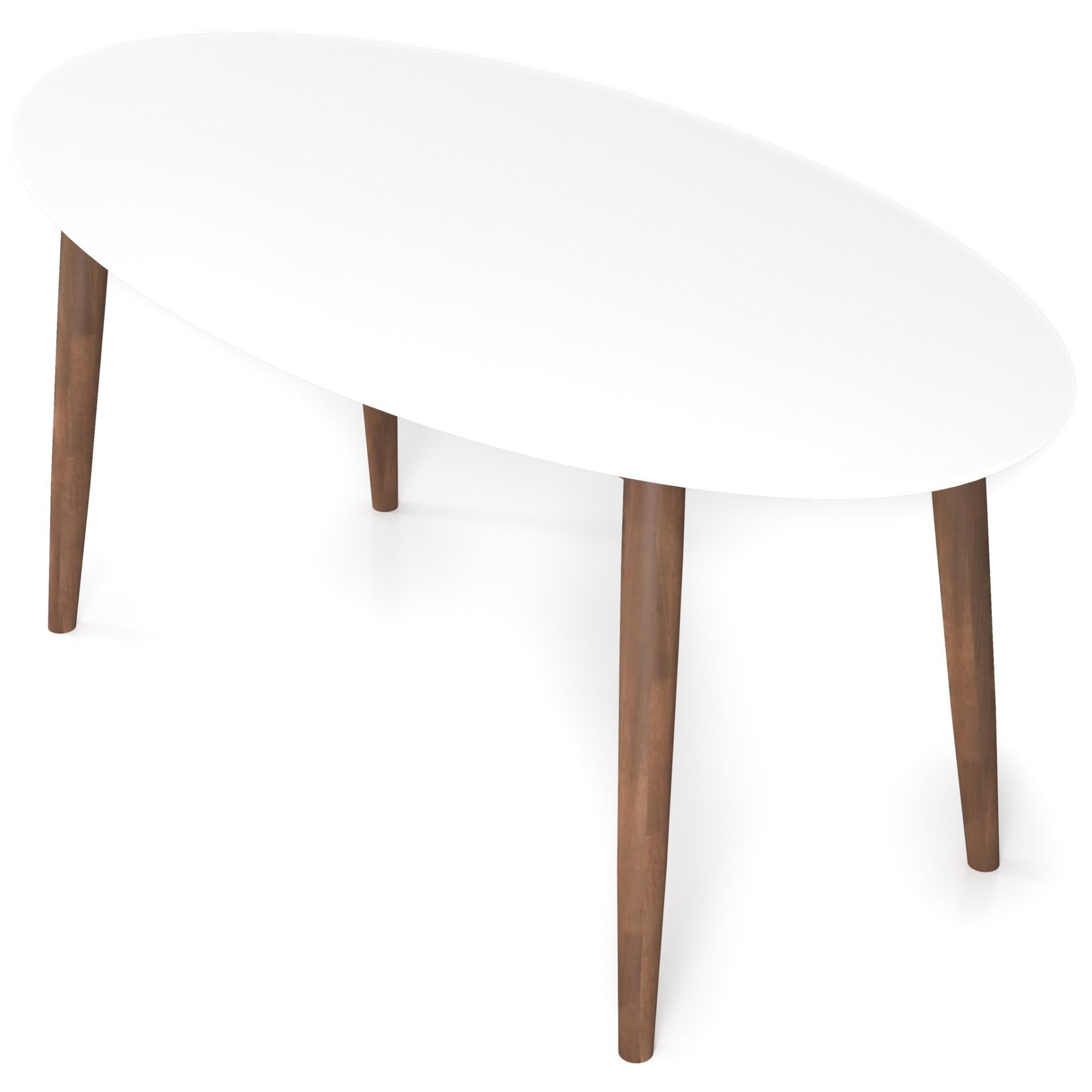 Ada - Mid-Century Modern Style Top Oval Dining Table - Brown / White - Image 14