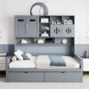 Full Size Daybed With 2 Drawers And All In One Cabinet And Shelf - Gray - Image 24